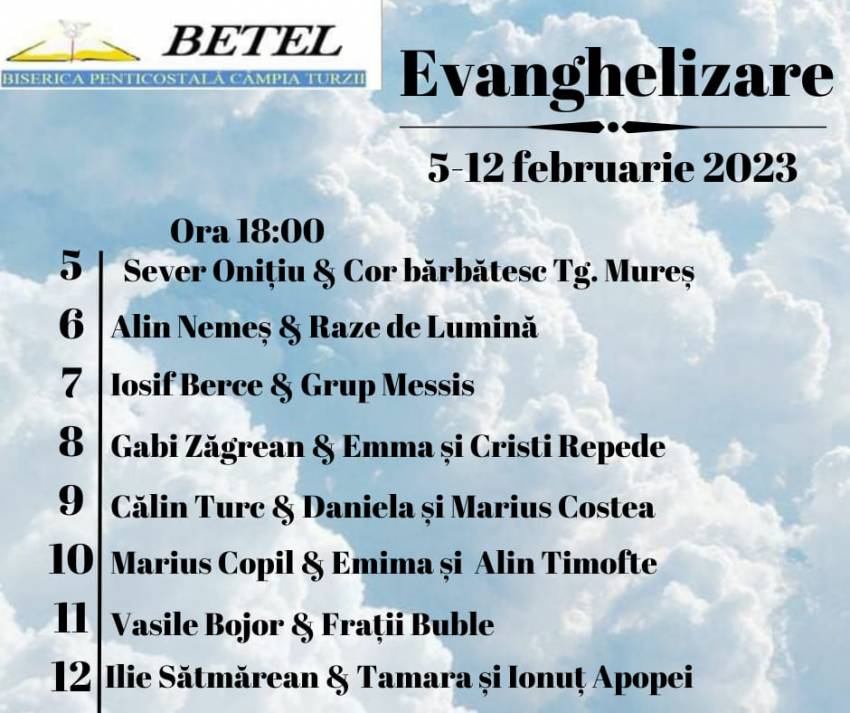 Seri de evanghelizare la Biserica Betel Câmpia-Turzii