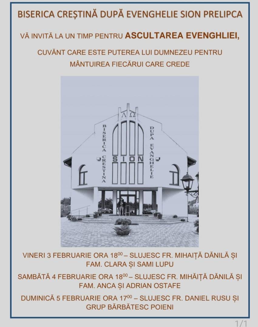 Seri de evanghelizare la Biserica Sion Prelipca