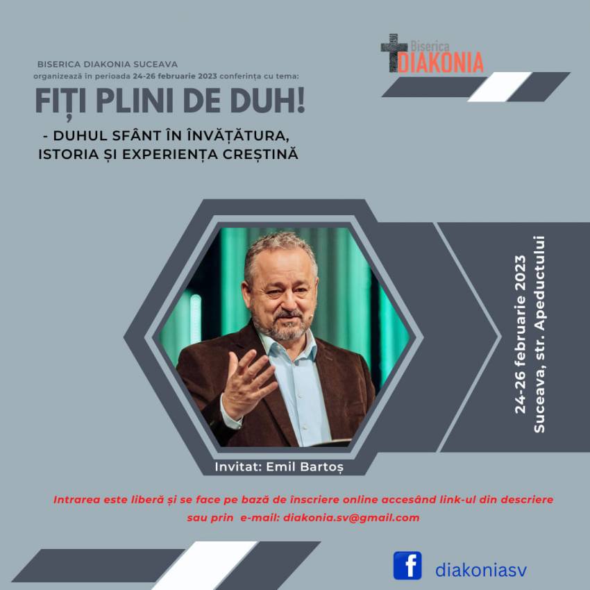 Conferință cu Emil Bartoș la Biserica Diakonia Suceava