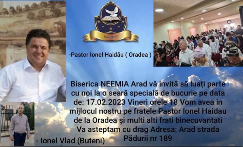 Ionel Haidău la Biserica Neemia Arad