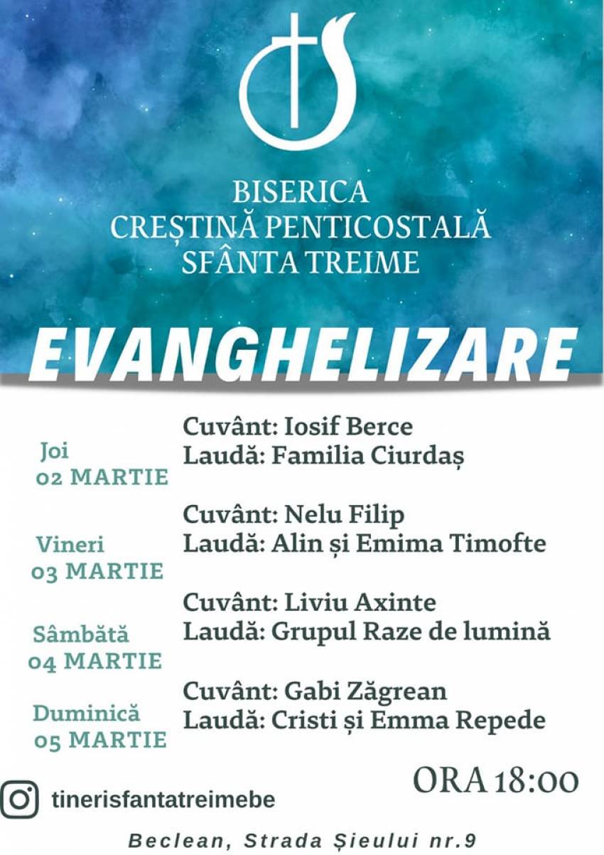 Seri de evanghelizare la Biserica Sfânta Treime Beclean