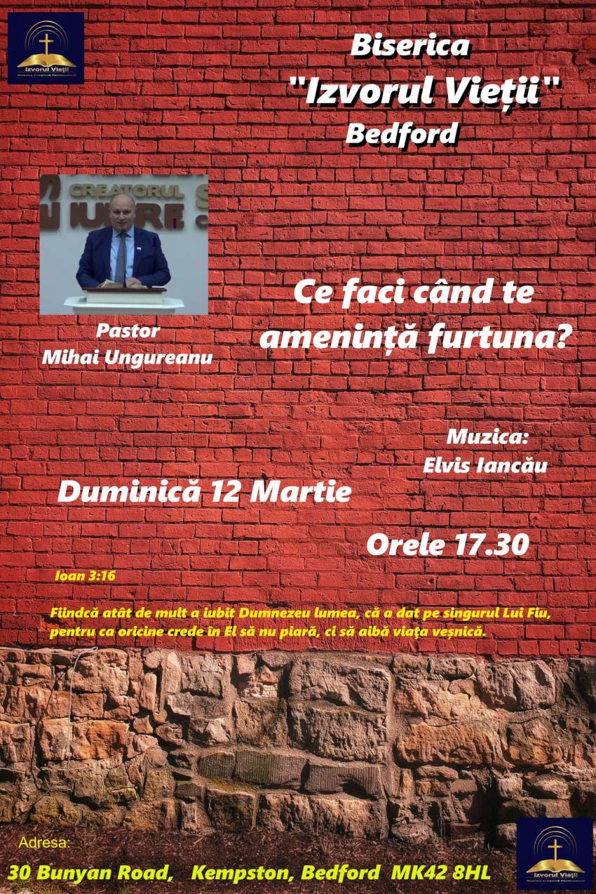 Mihai Ungureanu la Biserica Izvorul Vieții Bedford