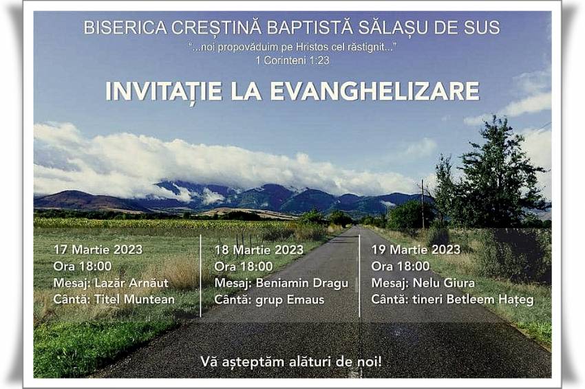 Seri de evanghelizare la Biserica Baptistă Sălașu de Sus