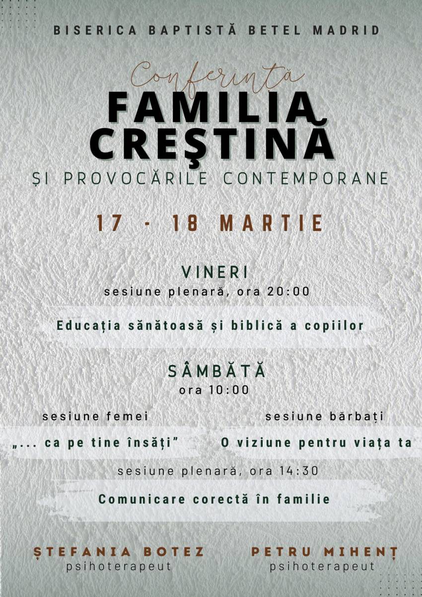 Conferință pentru familii la Biserica Betel Madrid