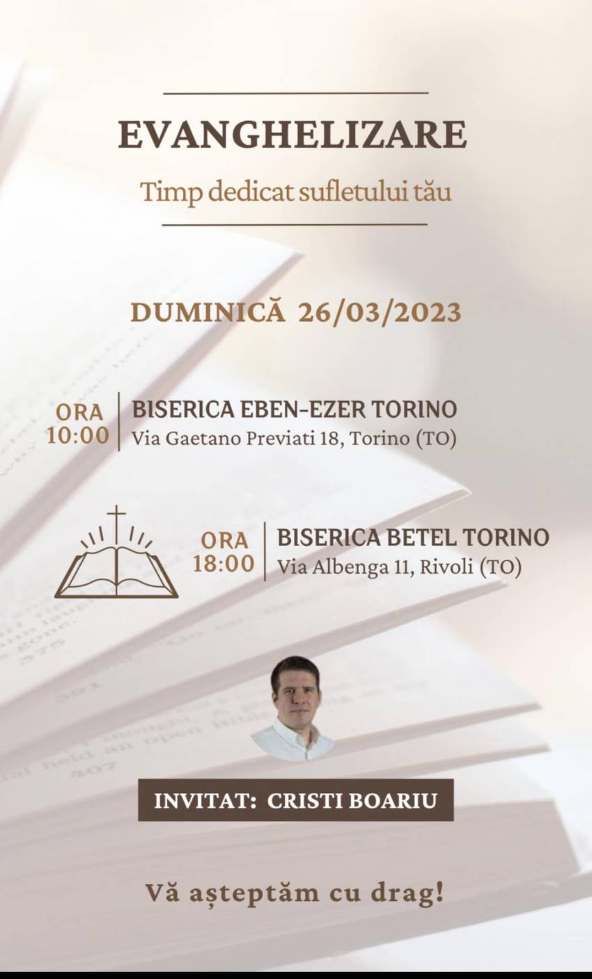 Cristi Boariu la Biserica Eben-Ezer Torino