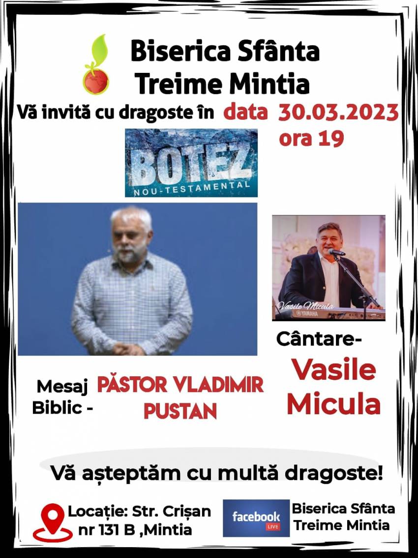 Botez la Biserica Sfânta Treime Mintia ◉ Invitați: Vladimir Pustan & Vasile Micula