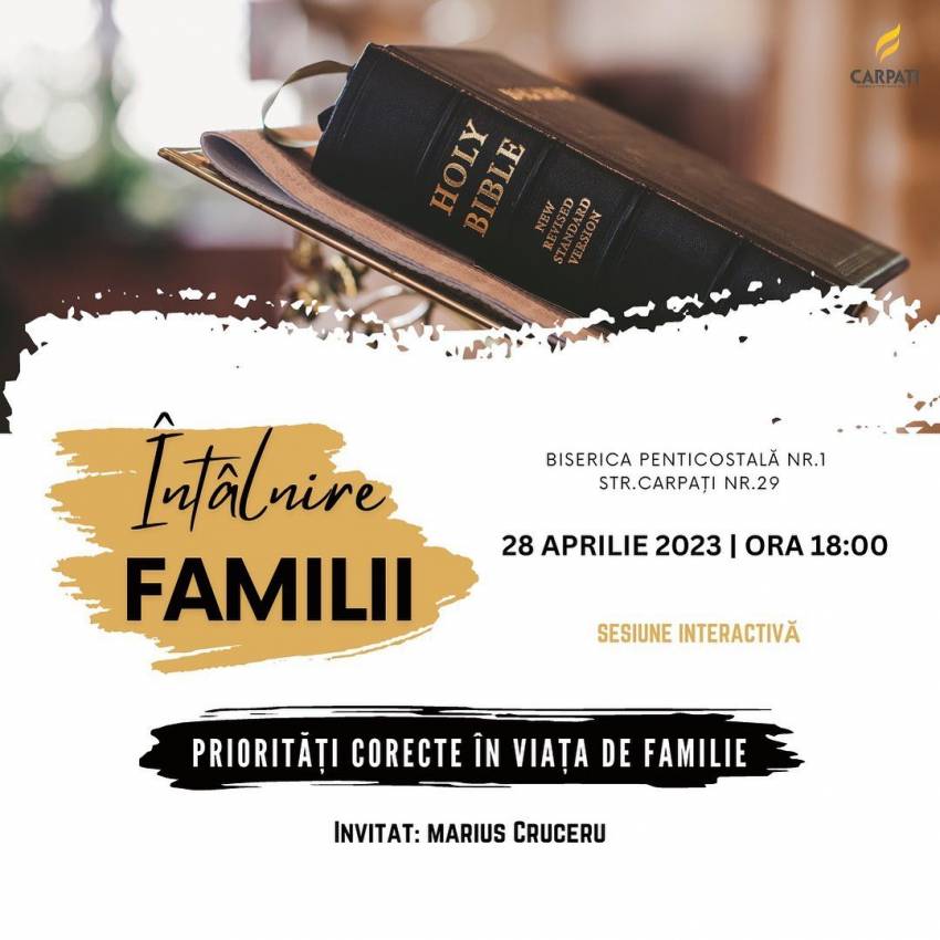 Conferință pentru familii cu Marius Cruceru la Biserica Carpați Cluj-Napoca