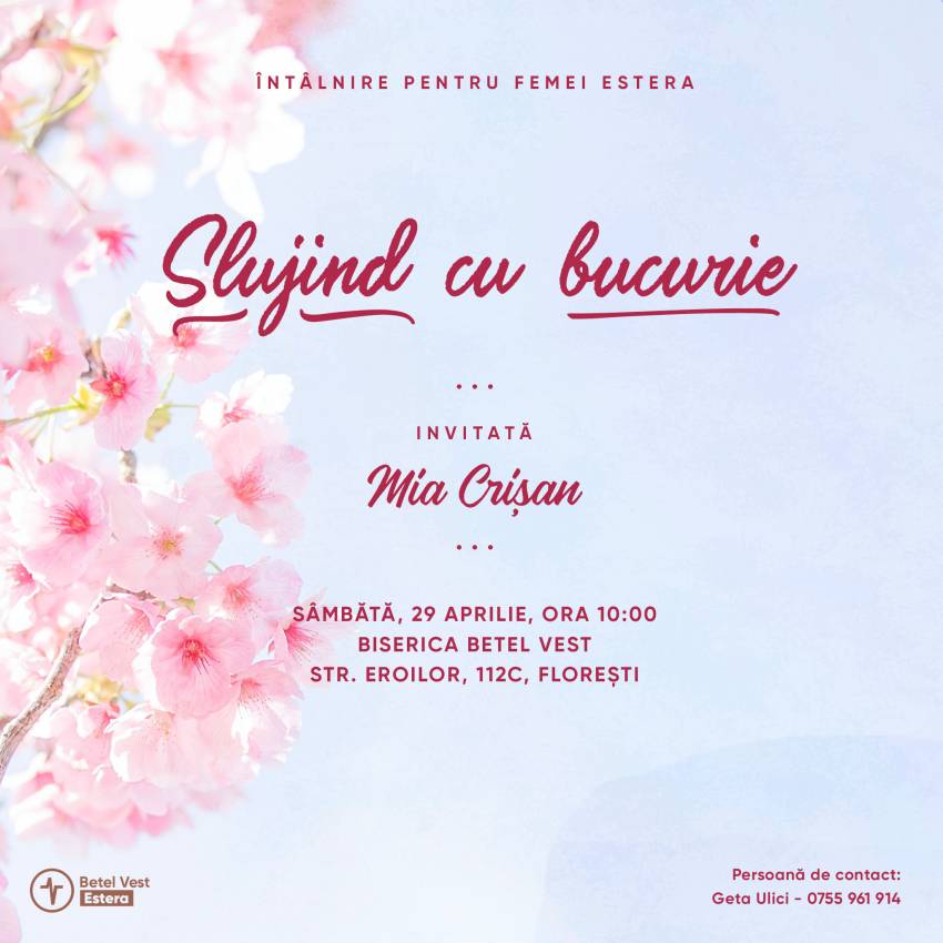 Întâlnirea de femei „Estera” cu Mia Crișan la Biserica Betel Vest Florești