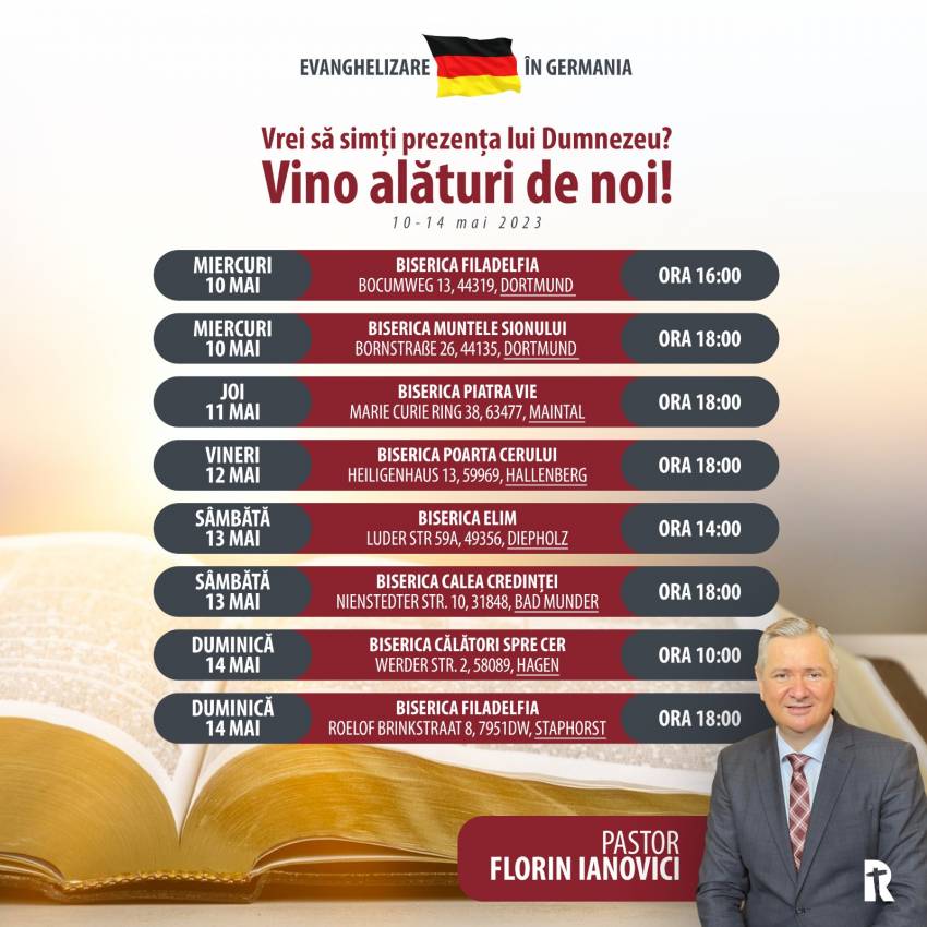 Evanghelizare cu Florin Ianovici în Germania și Olanda