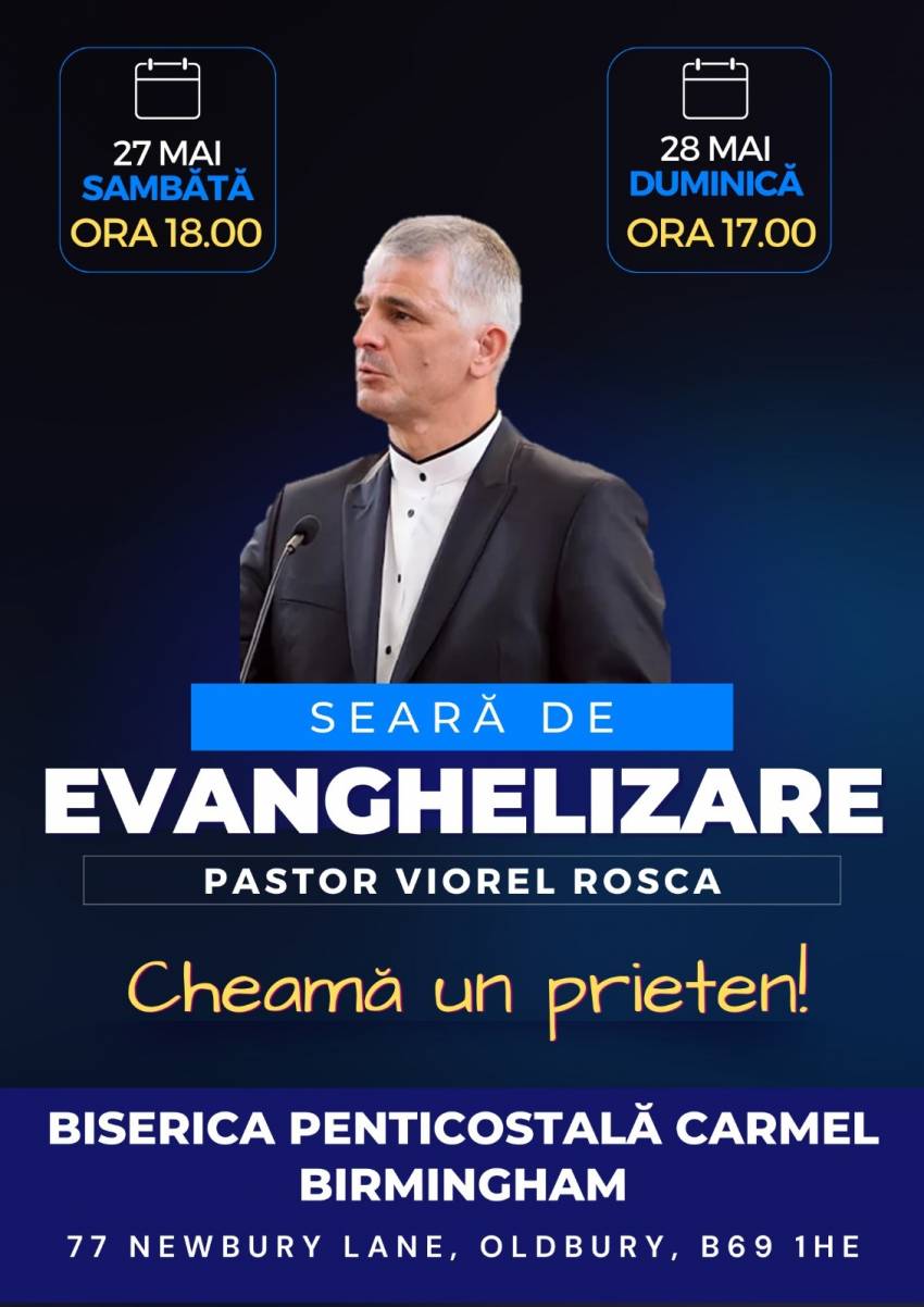 Seri de evanghelizare cu Viorel Roşca la Biserica Carmel Birmingham