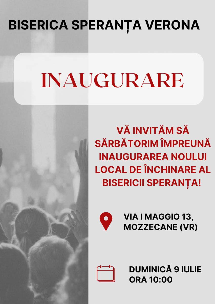 Inaugurarea noului local de închinare al Bisericii Speranța Verona
