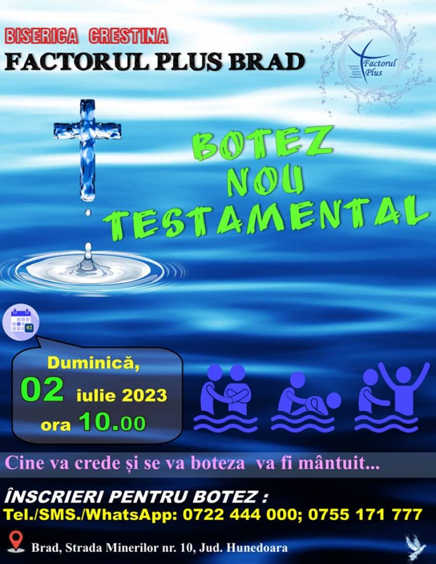 Botez la Biserica Creștină Factorul Plus Brad