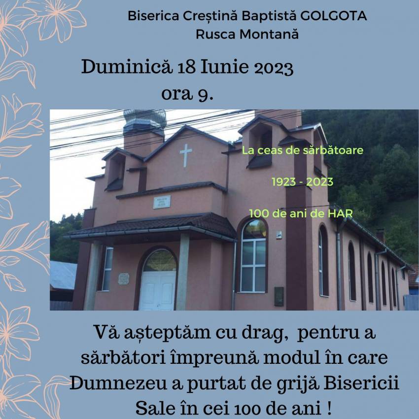 Centenar la Biserica Golgota Rusca Montană