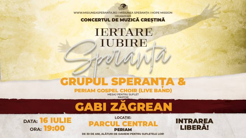 Concert Grupul Speranța & Periam Gospel Choir și Gabi Zăgrean în Parcul Central Periam