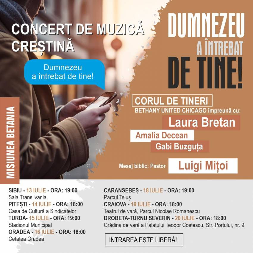 Misiunea Betania Chicago (Cor de tineri, Laura Bretan și Luigi Mițoi) la Sala Transilvania Sibiu