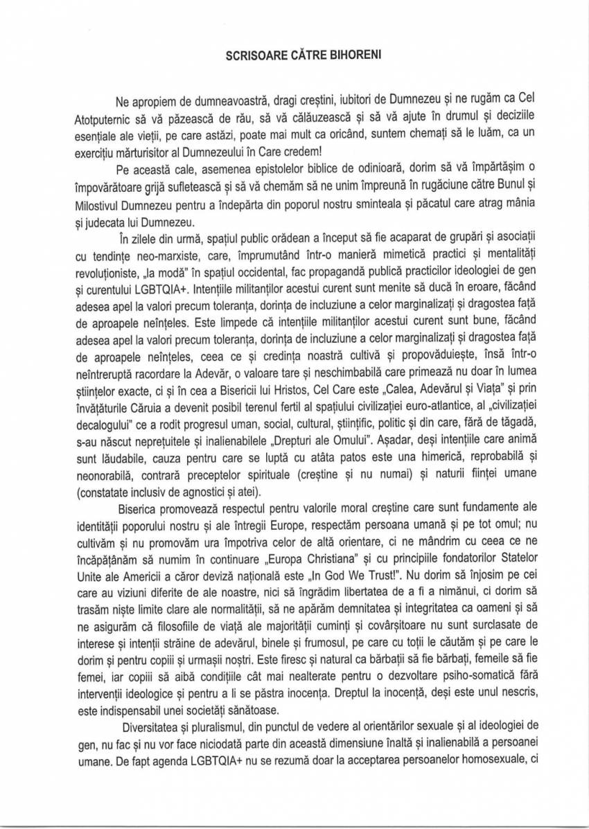 Scrisoare către bihoreni