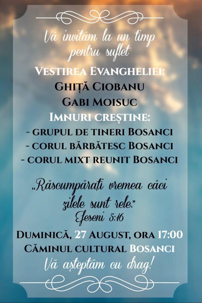 Evanghelizare la Căminul Cultural Bosanci