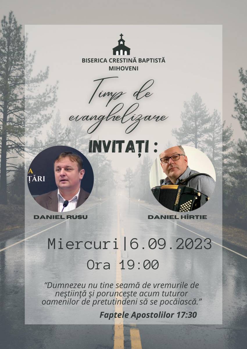 Evanghelizare cu Daniel Rusu și Daniel Hîrtie la Biserica Golgota Mihoveni