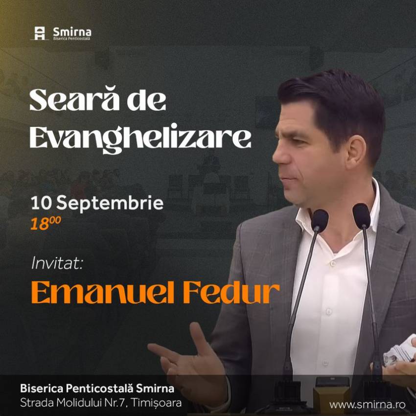 Emanuel Fedur la Biserica Smirna Timișoara 