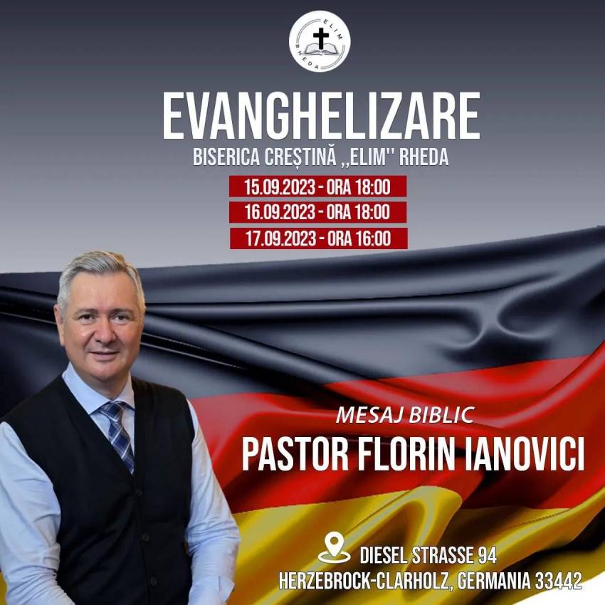 Evanghelizare cu Florin Ianovici la Biserica Elim Rheda
