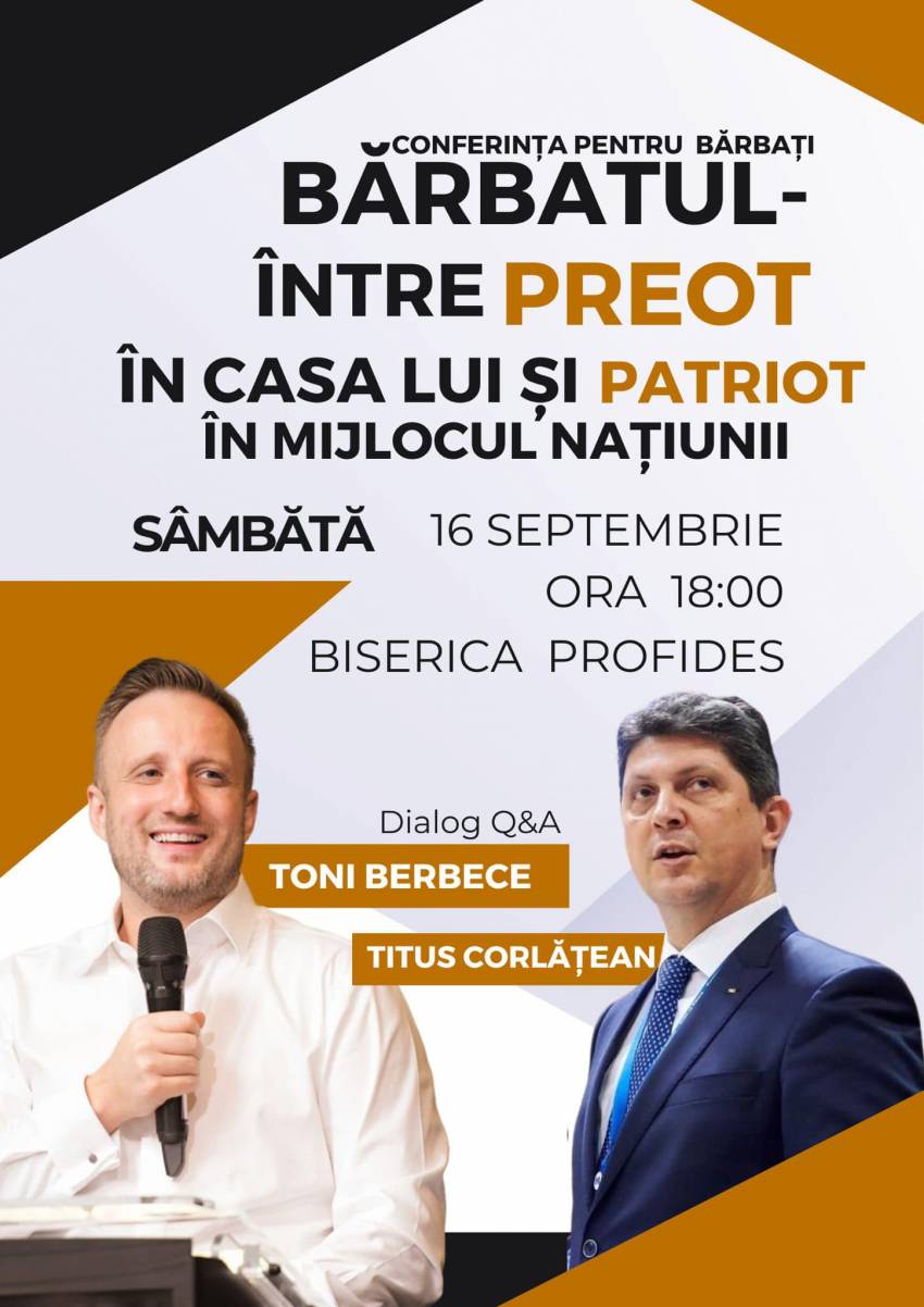 Conferință pentru bărbați la Biserica Profides București