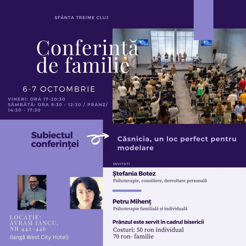 Conferință pentru familii la Biserica Sfânta Treime Cluj-Napoca