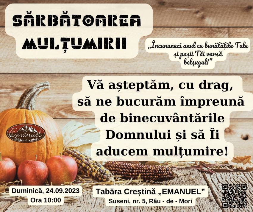 Sărbătoarea Mulțumirii la Tabăra Emanuel Râu de Mori