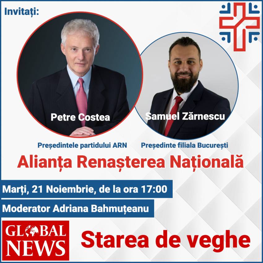 Petre Costea și Samuel Zărnescu la televiziunea Global News