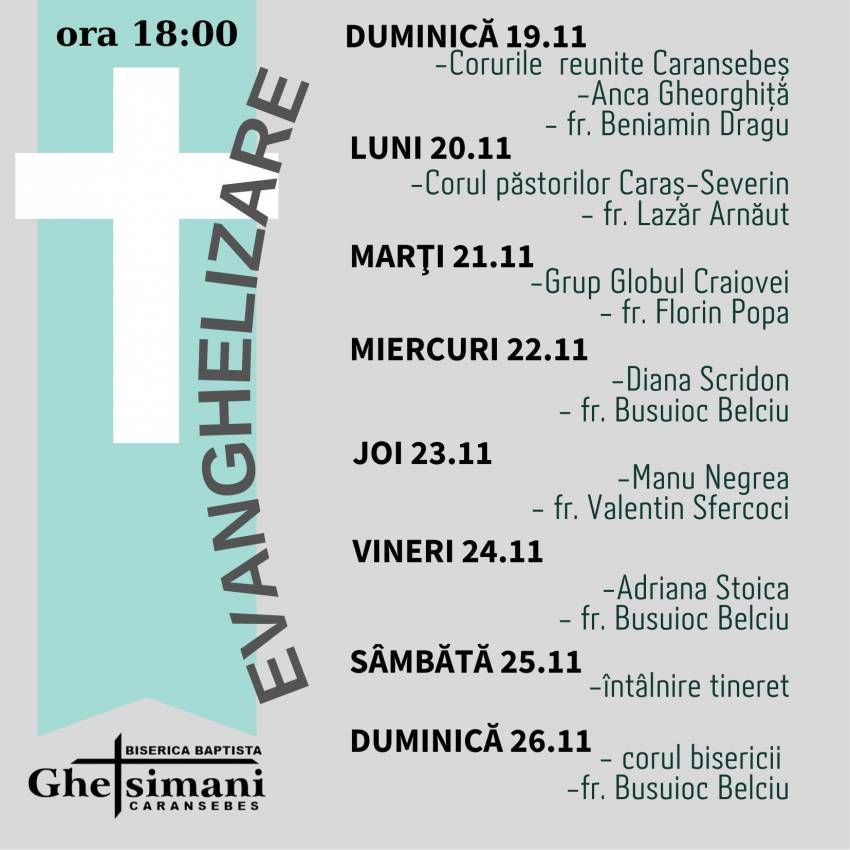 Seri de evanghelizare la Biserica Ghetsimani Caransebeș