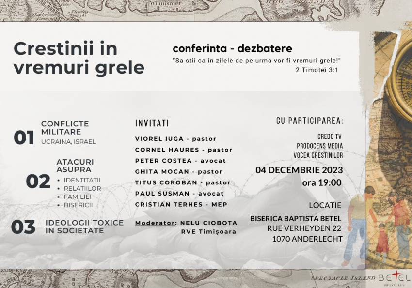 Conferința „Creștinii în vremuri grele” la Biserica Betel Bruxelles