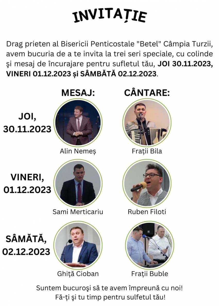 Seri de evanghelizare la Biserica Betel Câmpia Turzii
