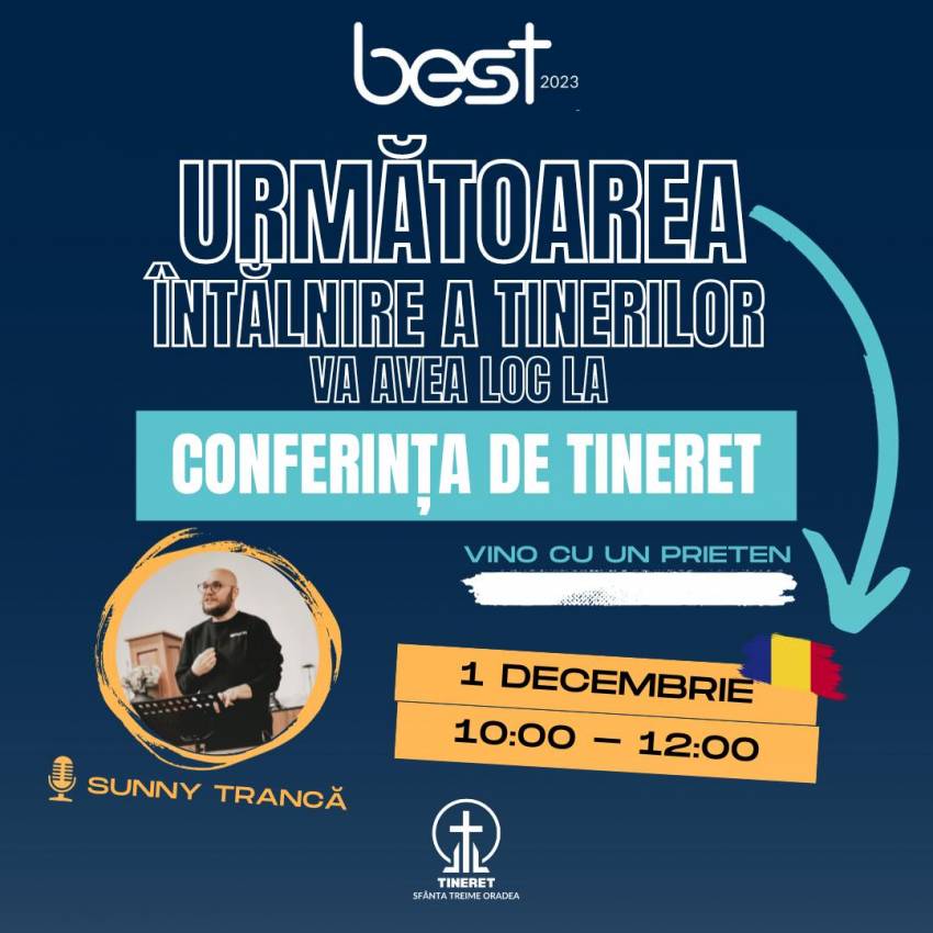 Conferință de tineret cu Sunny Trancă la Biserica Sfânta Treime Oradea