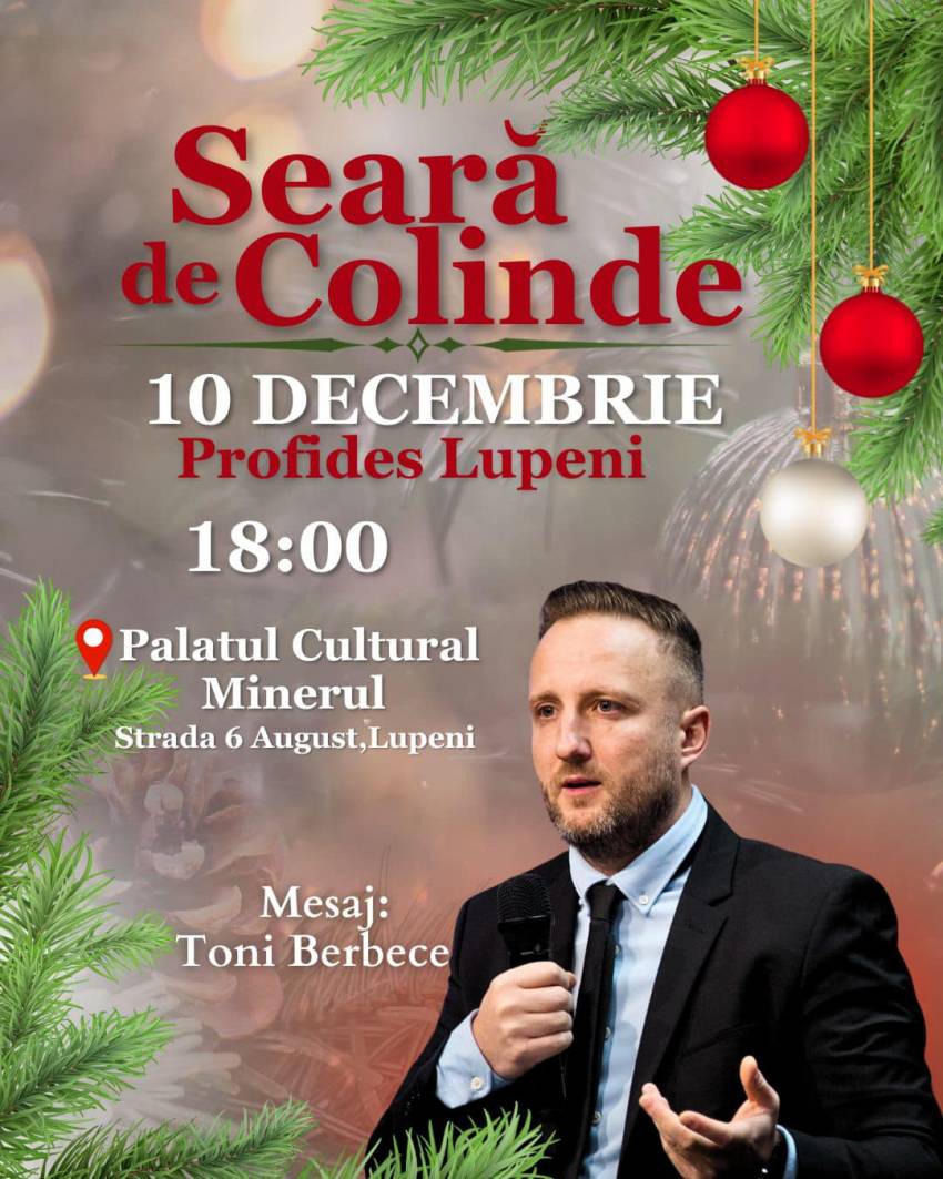 Seară de colinde la Palatul Cultural Minerul Lupeni ◉ Invitat: Tony Berbece