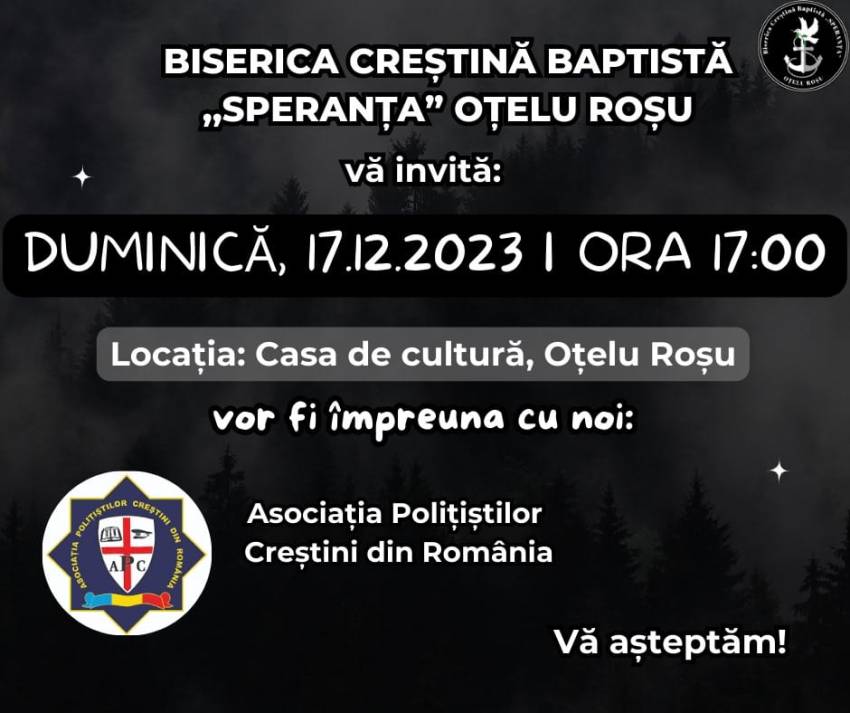 Asociația Polițiștilor Creștini din România la Casa de Cultură Oțelu Roșu
