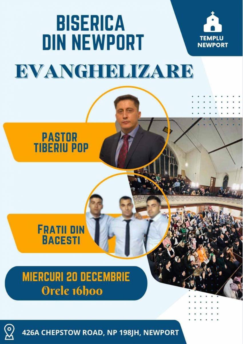 Evanghelizare cu Tiberiu Pop la Biserica din Newport