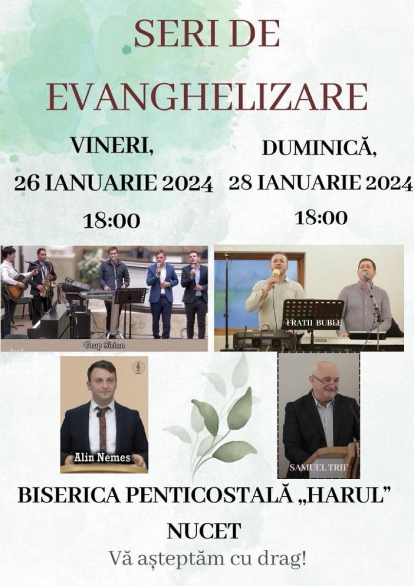 Seri de evanghelizare la Biserica Harul Nucet