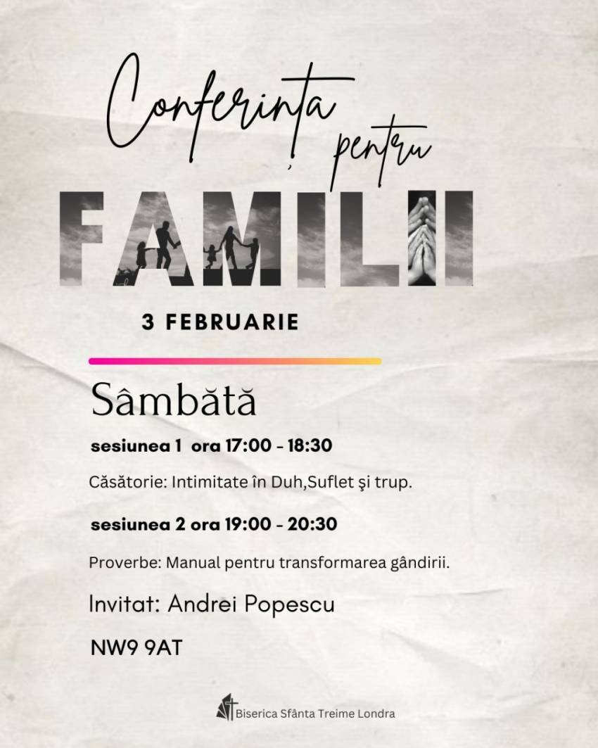 Conferință pentru familii cu Andrei Popescu la Biserica Sfânta Treime Londra