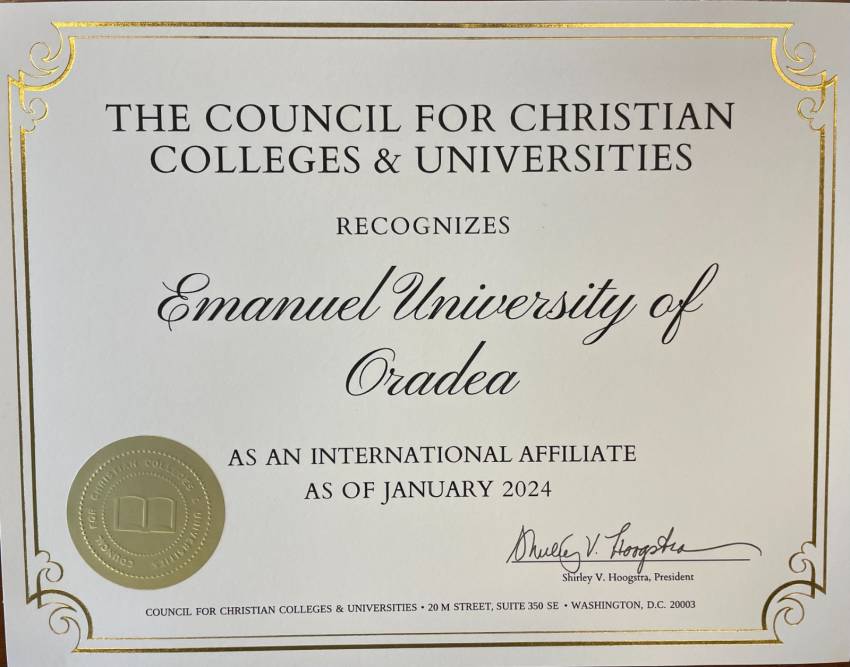 Universitatea Emanuel Oradea a fost primită ca membră a The Council for Christian Colleges and Universities