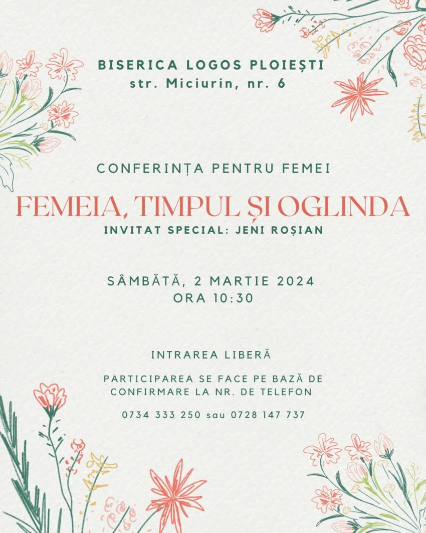 Conferință pentru femei cu Jeni Roșian la Biserica Logos Ploiești