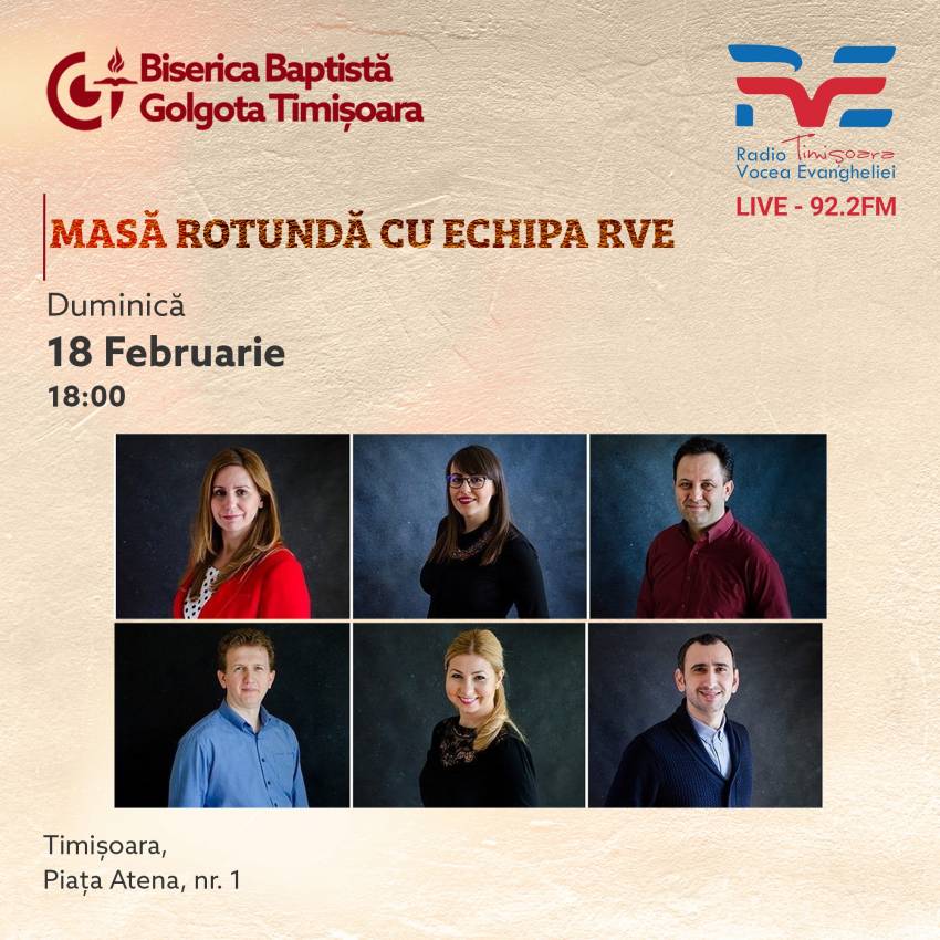 Masă rotundă cu echipa RVE la Biserica Golgota Timișoara