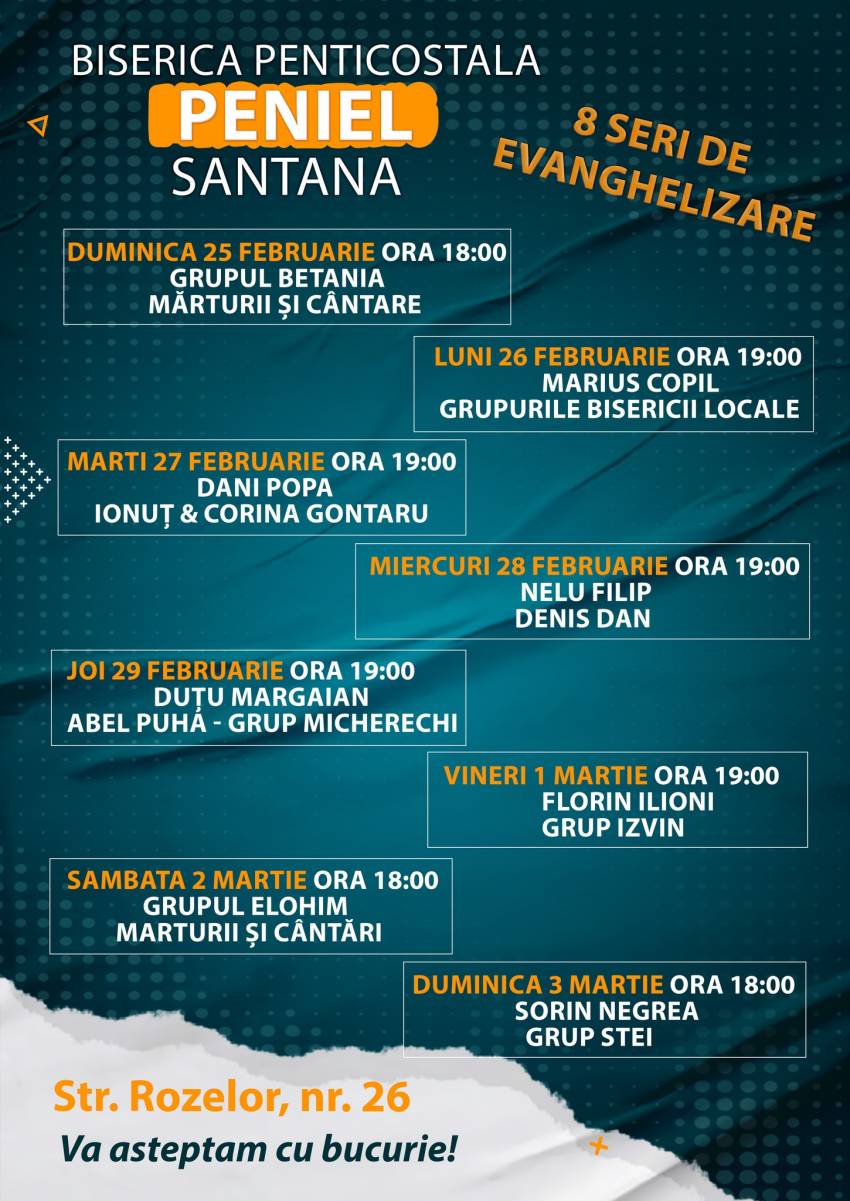 Seri de evanghelizare la Biserica Peniel Sântana