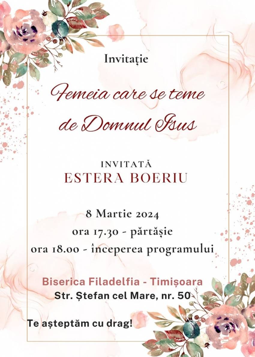 Conferință pentru femei la Biserica Filadelfia Timişoara