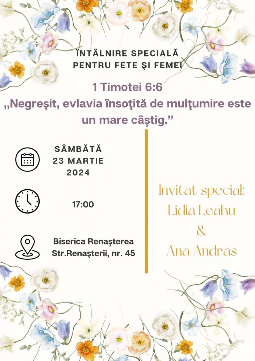 Întâlnire pentru femei la Biserica Renașterea Arad