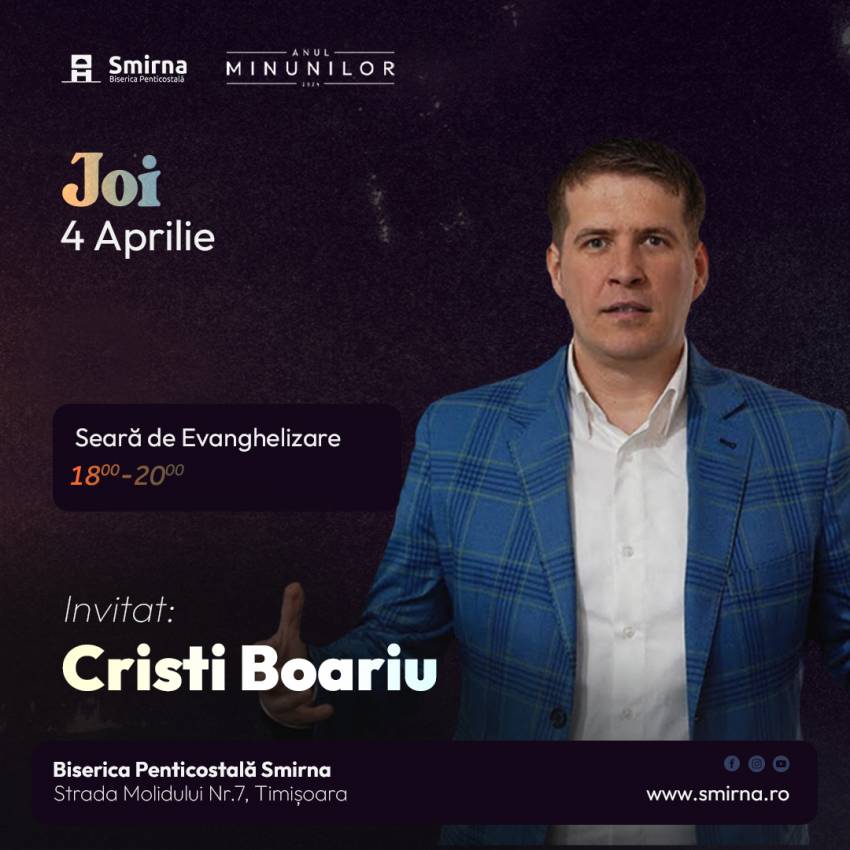 Cristi Boariu la Biserica Smirna Timișoara
