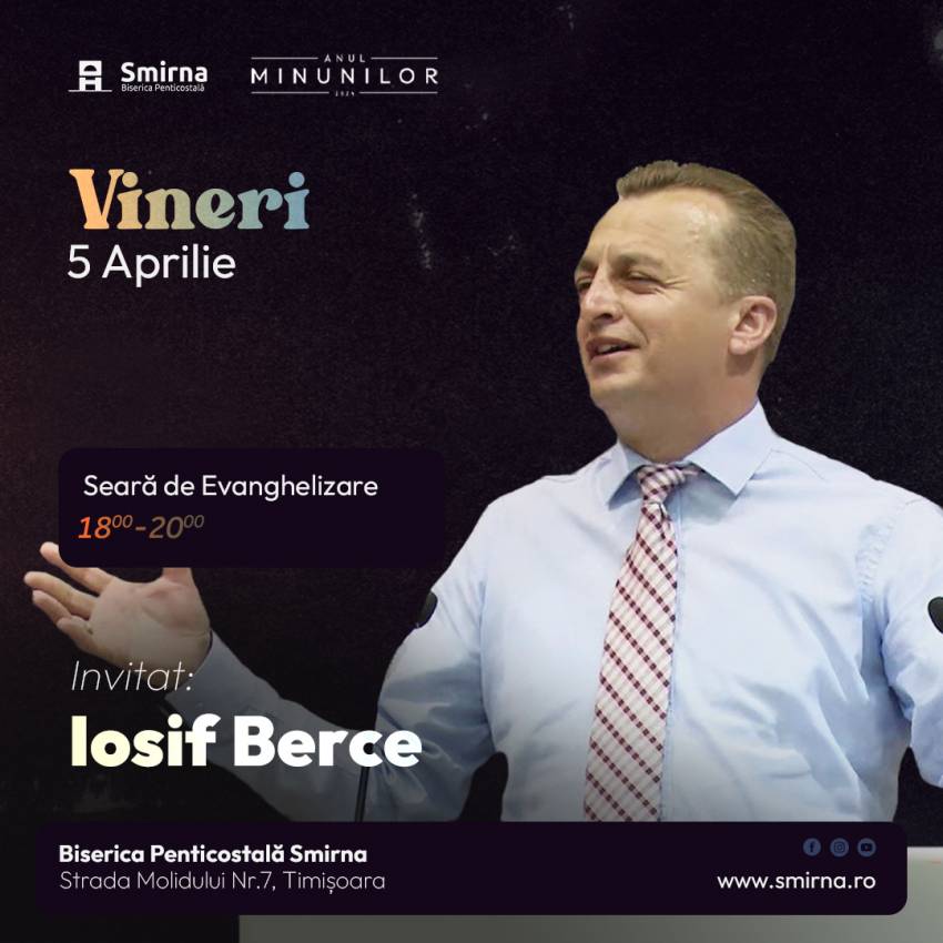 Iosif Berce la Biserica Smirna Timișoara