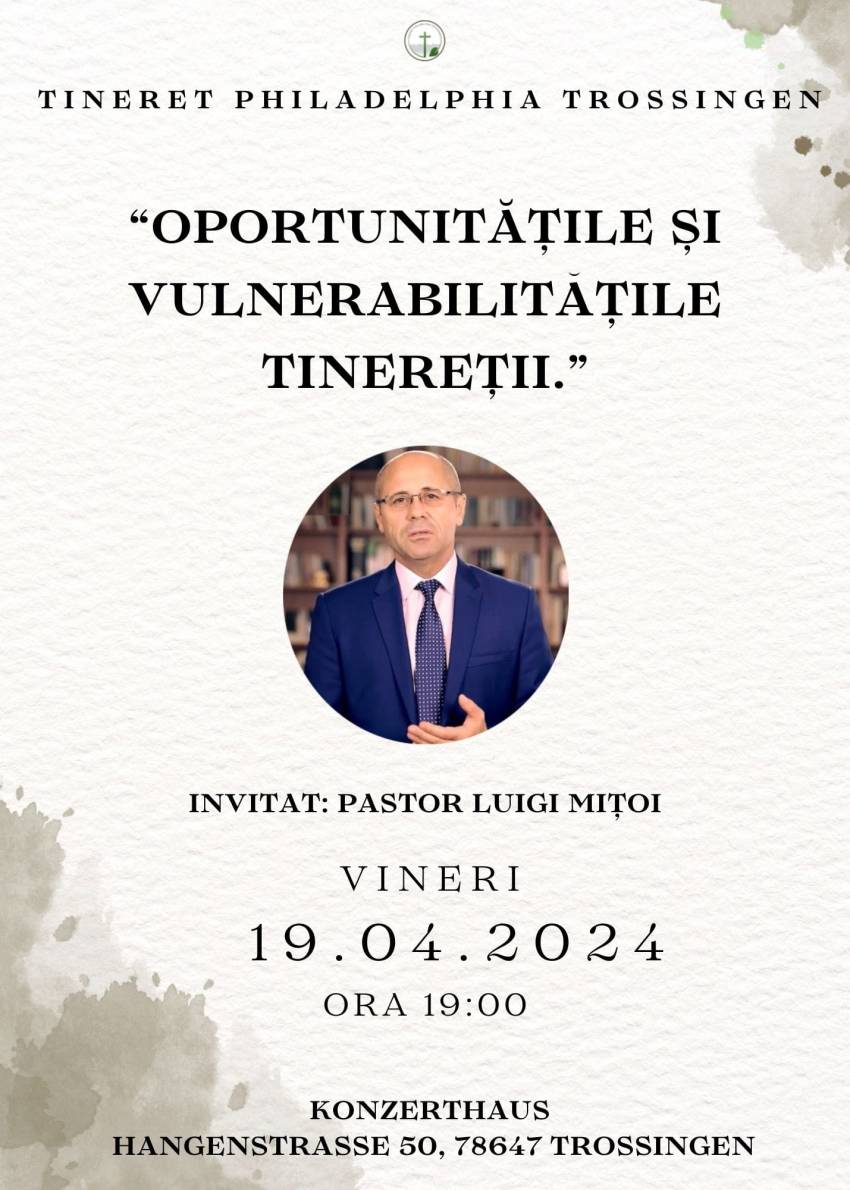 Conferință pentru tineri cu Luigi Mițoi la Biserica Philadelphia Trossingen