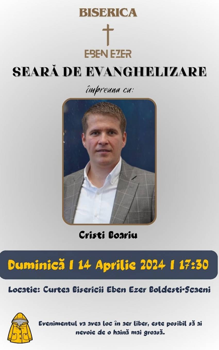 Cristi Boariu la Biserica Eben-Ezer Boldești-Scăeni