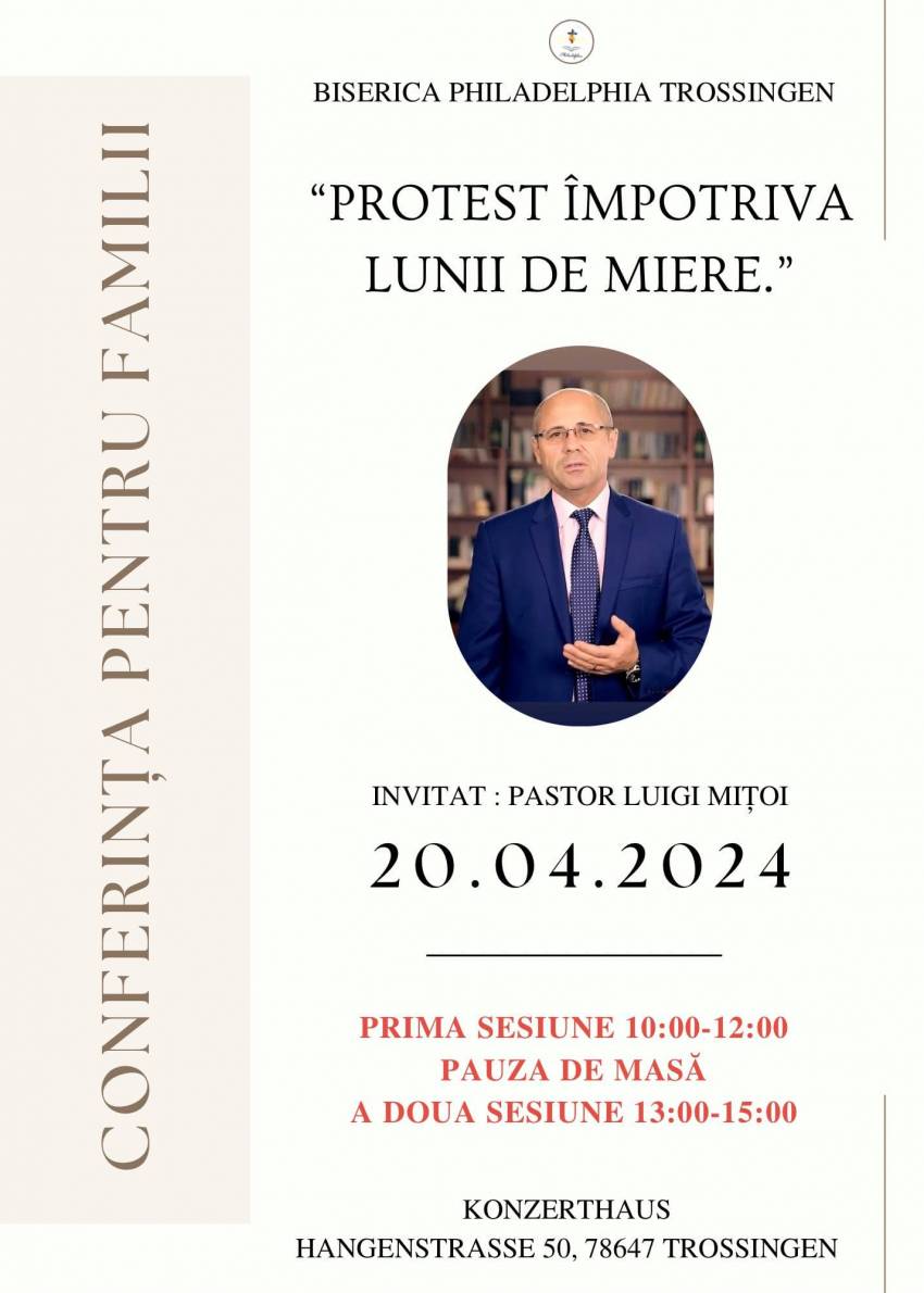 Conferință pentru familii cu Luigi Mițoi la Biserica Philadelphia Trossingen
