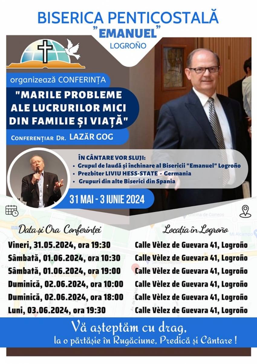 Conferință cu Lazar Gog la Biserica Emanuel Logroño