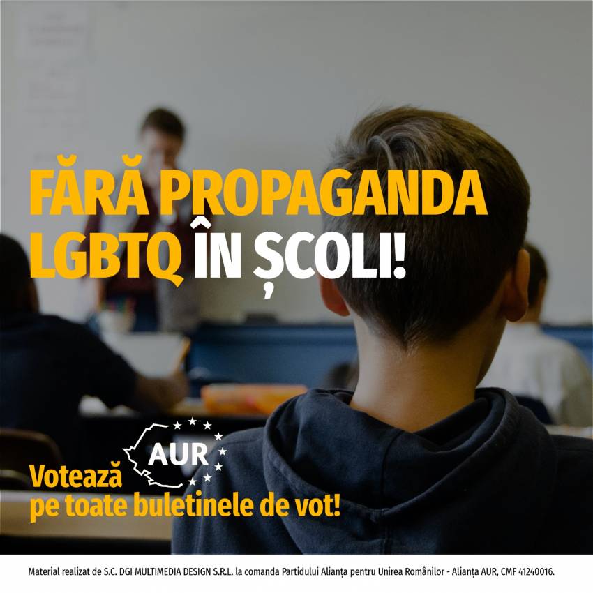 AUR cere interzicerea propagandei LGBTQ în școli!